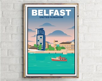 Downtown Belfast (1) - Vintage Travel Poster