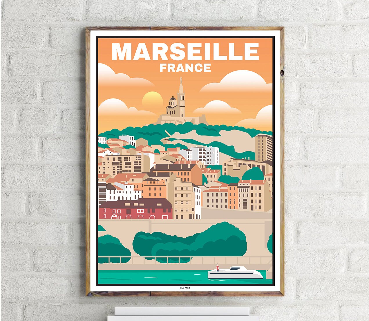Marseille - quai des belges - poster noir et blanc vintage