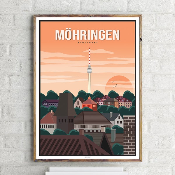 Stuttgart-Möhringen (1) - Vintage Travel Poster