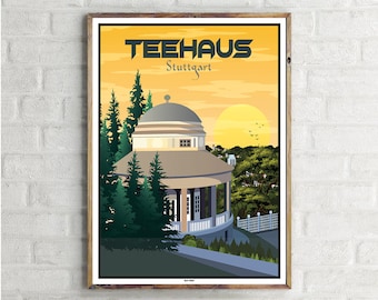 Stuttgart-Süd: Teehaus (1) - Vintage Travel Poster