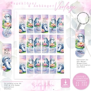 Metall WAGENLÖSER & ANHÄNGER Vorlage / Sublimation - Aufkleber - Wasserdecal 23x74mm