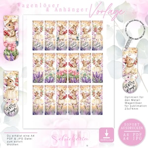Metall WAGENLÖSER & ANHÄNGER Vorlage / Sublimation - Aufkleber - Wasserdecal 23x74mm