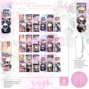 Metall WAGENLÖSER & ANHÄNGER Vorlage / Sublimation - Aufkleber - Wasserdecal 23x74mm
