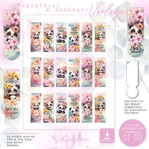 Metall WAGENLÖSER & ANHÄNGER Vorlage / Sublimation - Aufkleber - Wasserdecal 23x74mm