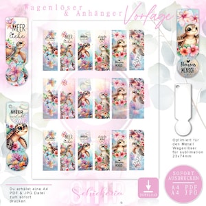 Metall WAGENLÖSER & ANHÄNGER Vorlage / Sublimation - Aufkleber - Wasserdecal 23x74mm
