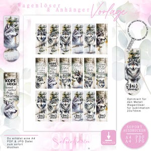 Metall WAGENLÖSER & ANHÄNGER Vorlage / Sublimation - Aufkleber - Wasserdecal 23x74mm