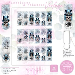 Metall WAGENLÖSER & ANHÄNGER Vorlage / Sublimation - Aufkleber - Wasserdecal 23x74mm