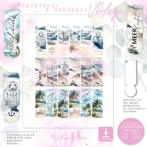 Metall WAGENLÖSER & ANHÄNGER Vorlage / Sublimation - Aufkleber - Wasserdecal 23x74mm