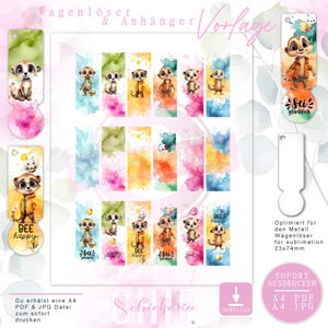 Metall WAGENLÖSER & ANHÄNGER Vorlage / Sublimation - Aufkleber - Wasserdecal 23x74mm