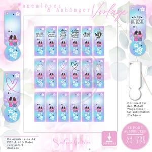 Metall WAGENLÖSER & ANHÄNGER Vorlage / Sublimation - Aufkleber - Wasserdecal 23x74mm