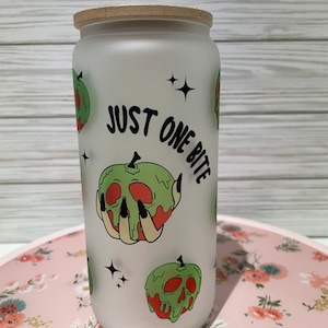 Just One Bite Sublimated Glass Cups | Poison Apple Tumbler | Evil Queen Cup