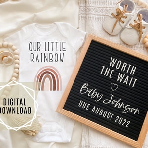 Digital Pregnancy Announcment, Worth the Wait, Rainbow Baby Announcement, IVF, Announcement for Social Media