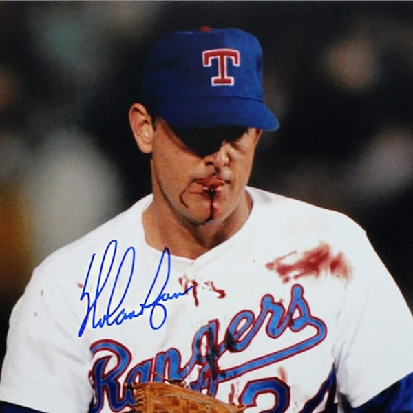 Nolan Ryan Bloody Lip Game Reprint Signature Signed Poster Old School Cool