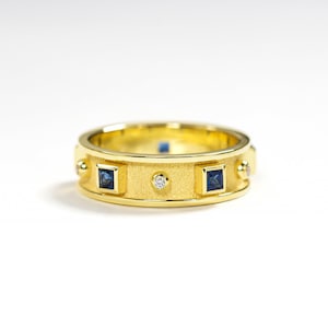 Saffiergouden ring met briljanten