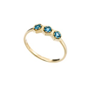 Gold Ring with London Topaz Honeycomb 画像 2