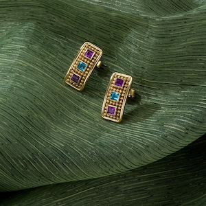 Gold Byzantine Gemstone Earrings