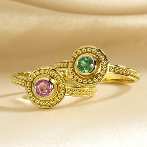 Gold Ring with Round Pink Sapphire image 1