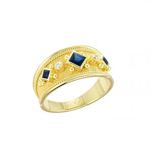 Saffiergouden ring met diamanten
