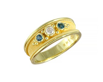 Gold Ring with London Topaz and Moissanite