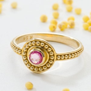 Gold Ring with Round Pink Sapphire image 5