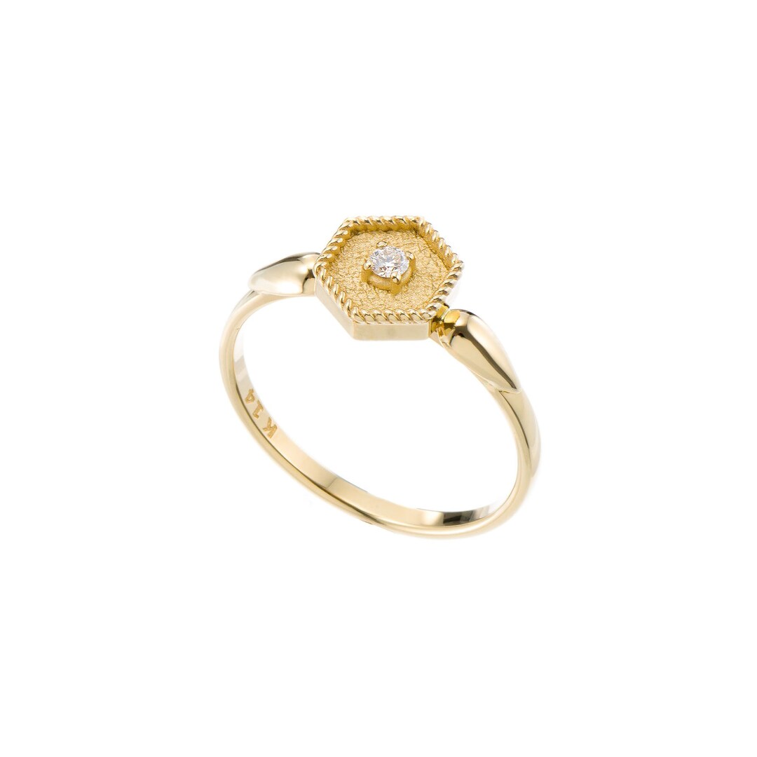 Gold Polygon Ring With Diamond - Etsy