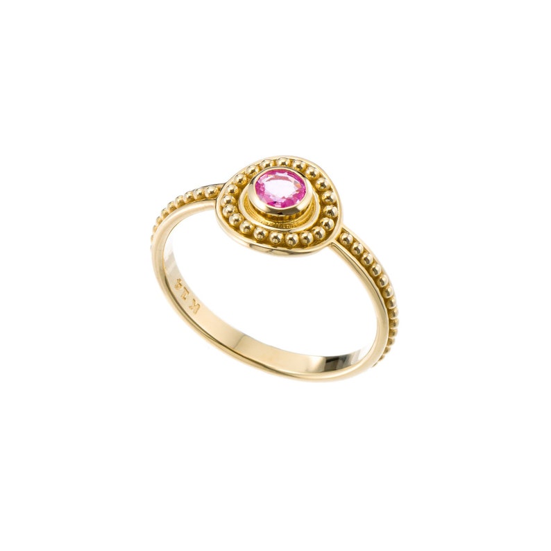 Gold Ring with Round Pink Sapphire image 2