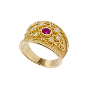 Burma Ruby Byzantine Ring