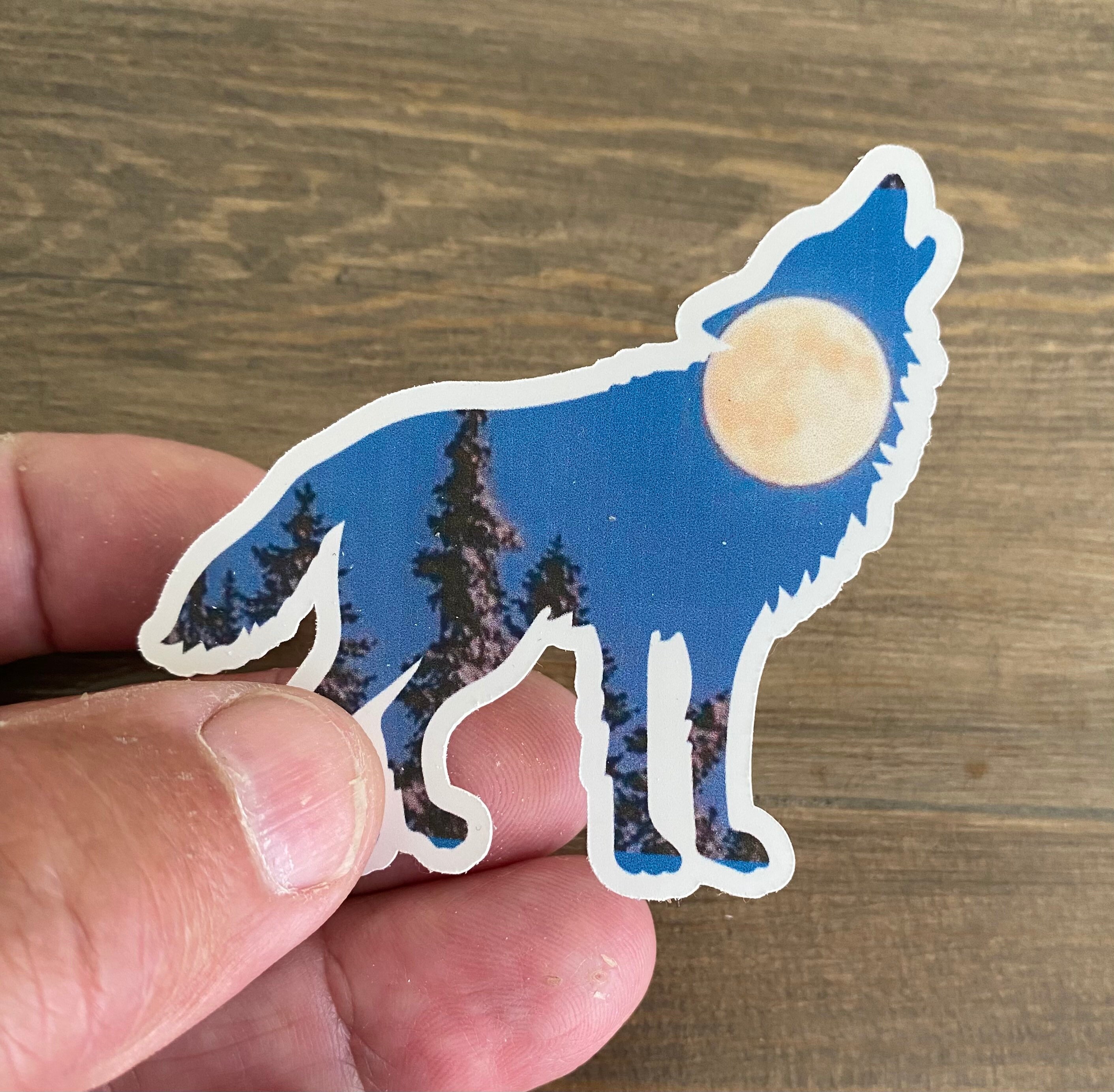 Wolf Shadow Sticker Wolf and Full Moon Sticker / Wolf Stickers / Wolf Howling - Etsy