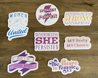 Pro Women Bundle of Vinyl Stickers /Empowered Women Sticker / Waterproof Sticker / Vinyl / Water Bottle, Laptop, Tumbler Stickers