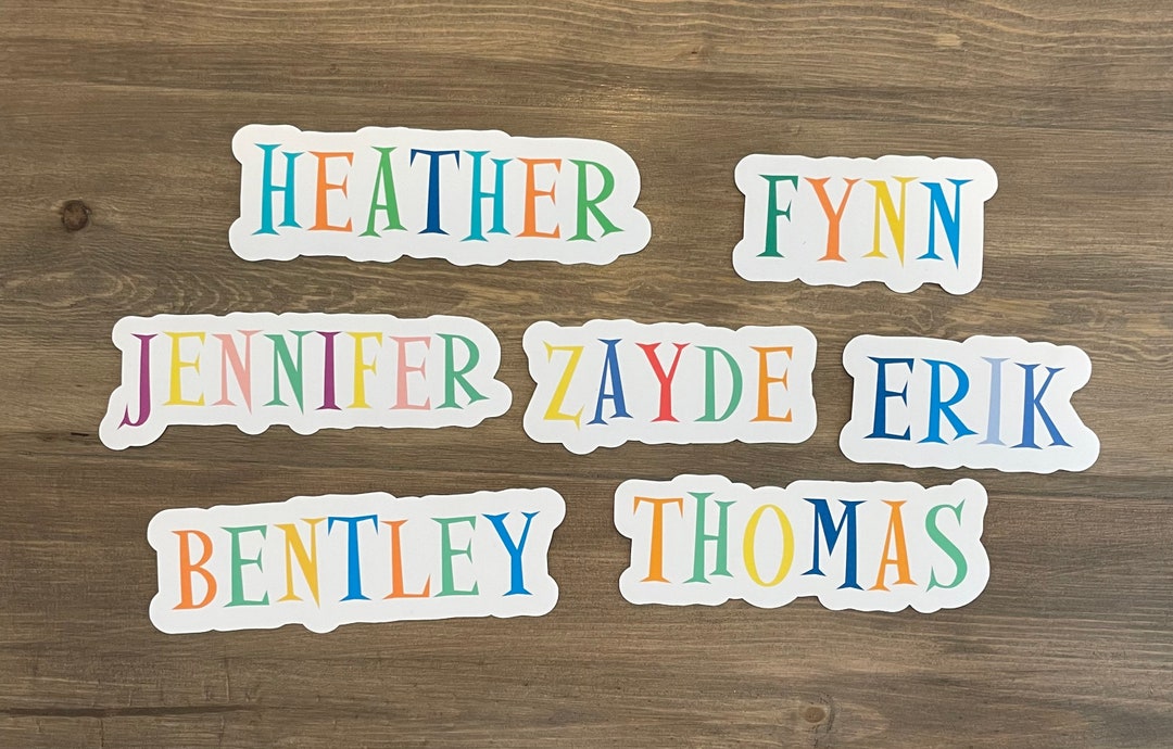 Custom Name Stickers / Multi Colour 2 Inch Waterproof Sticker / Name ...