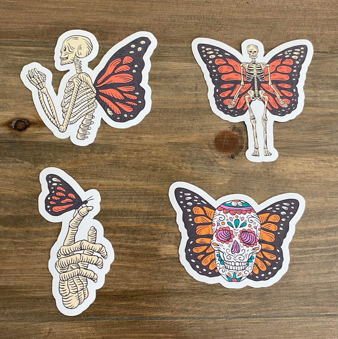 Butterfly Skeleton Sticker Bundle/ Animal Stickers / Halloween Sticker ...