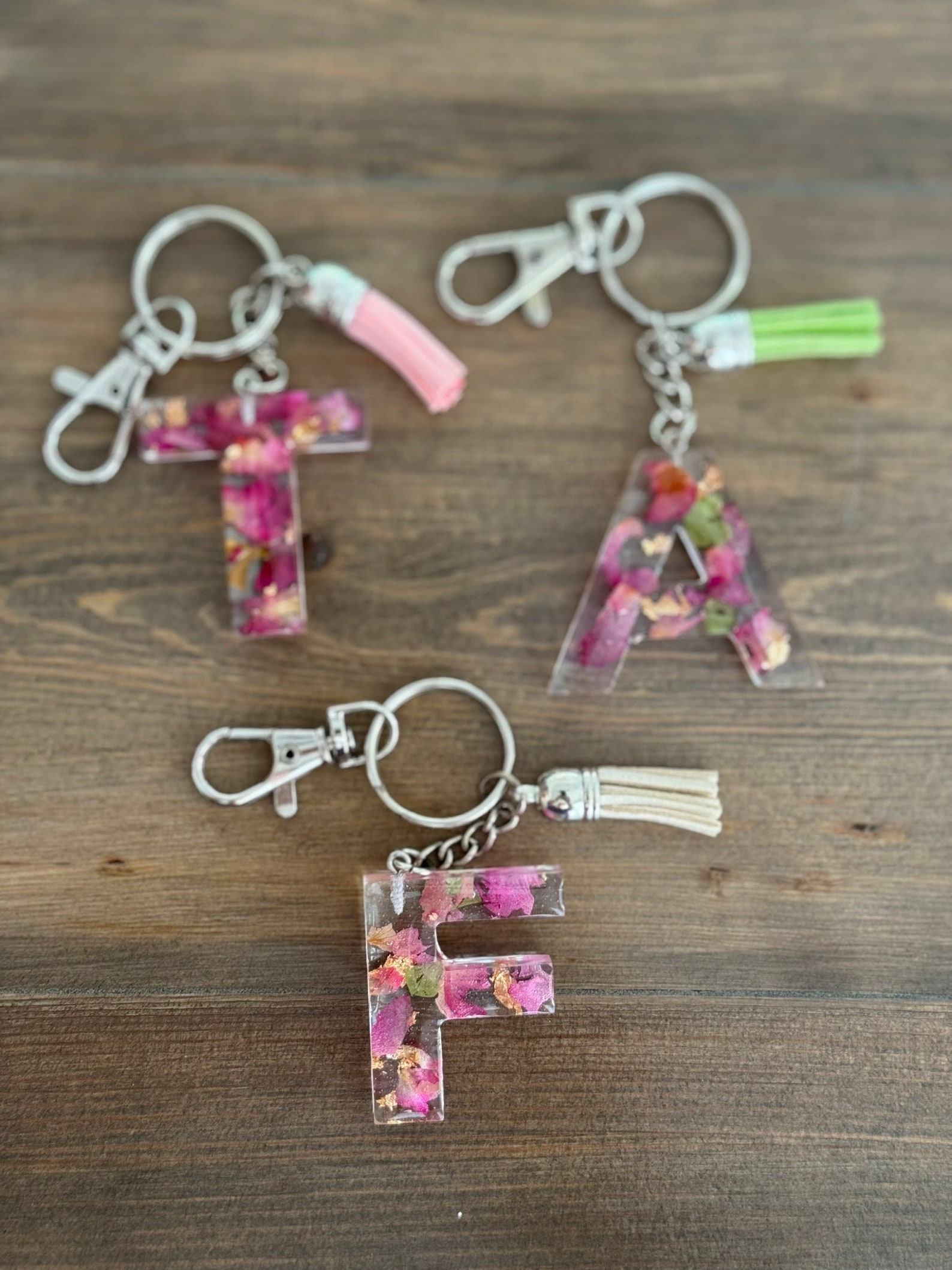 Letter Resin Key Chain / Personalized Resin Letter Key Chain / Floral ...