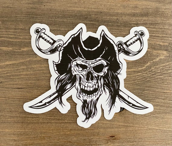 Pirate Skull and Swords Sticker / Pirate Stickers / Halloween Sticker /  Waterproof Sticker / Vinyl / Water Bottle, Laptop, Tumbler Stickers