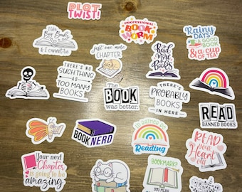20 Book Tok Sticker Bundle / Bundle of Stickers / Waterproof Sticker / Vinyl / Book Lover / Book Nerd / Avid Reader