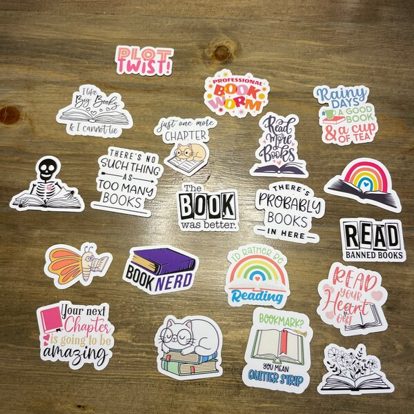 20 Book Tok Sticker Bundle / Bundle of Stickers / Waterproof Sticker / Vinyl / Book Lover / Book Nerd / Avid Reader