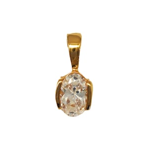 Vintage oval pendant necklace plated with a layer of 18K gold, crafted with zicron made in France