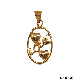 Vintage Herz Anhänger Kette vergoldet mit einer Schicht aus 18K Gold in Form eines Ovals mit Liebesbrief in der Mitte, Geschenk für sie