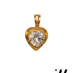 Collana pendente a cuore vintage riempita d&#39;oro placcata con uno strato di oro 18K con zircone al centro