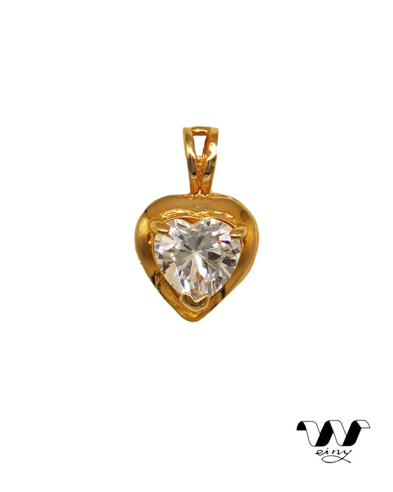Pendentif Cœur Plaqué Or Zirconium - Style Vintage Années 70, Breloque Unisexe, Neuf Avec étiquettes