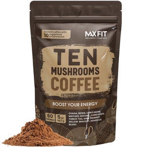 Mushrooms Instant Coffee Organic 60 servings /  Immune Boosting Coffee for Focus & Gut Health Support