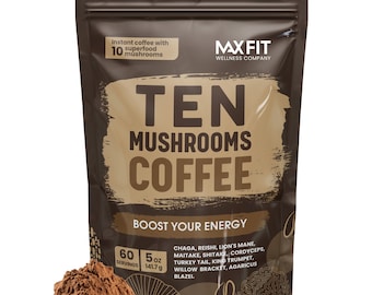 Mushrooms Instant Coffee Organic 60 servings /  Immune Boosting Coffee for Focus & Gut Health Support