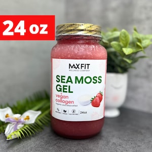 Wildcrafted Gold Sea Moss Gel - Premium Sea Moss Gel With Collagen Strawberry | Inspired by Dr. Sebi