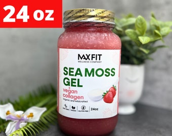 Wildcrafted Gold Sea Moss Gel - Premium Sea Moss Gel With Collagen Strawberry | Inspired by Dr. Sebi