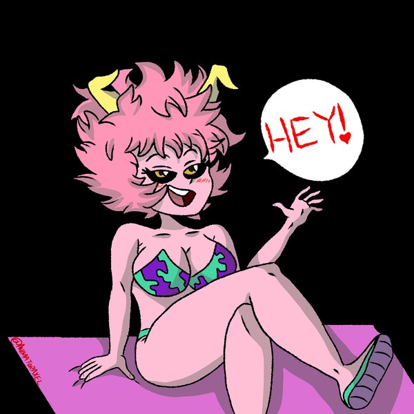 Mina Ashido Sexy Bikini waving at you PNG