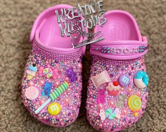 Kids Custom Blinged Out Crocs Bling Out Slides for Girls - Etsy