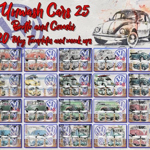 UnWash Cars 25  Beatle And Combi Pack 20 Mug Templates and mock up