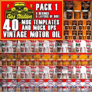 Motor Oil Cans 1 GAS STATION 40 Mug Templates and Mock ups