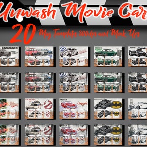 Unwash Movie Cars 20 Tassenvorlagen und Mock-Ups