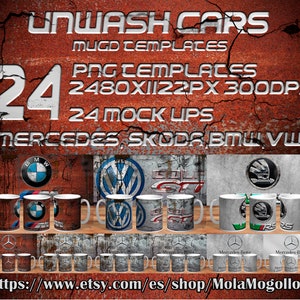 UnwashCars 2 Mug Templates in 22PNG and mock ups 22 JPG
