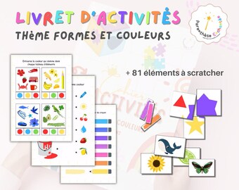 Livre activités Thème Formes & Couleurs, cahier d'apprentissage dès 2 ans, préscolaires, livre pour enfants, PDF imprimable, Montessori